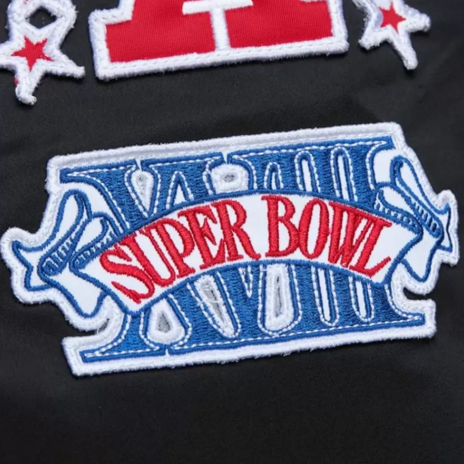 Men Mitchell & Ness Jackets & Outerwear-Lightweight Satin Bomber Vintage Logo Oakland Raiders