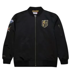 Men Mitchell & Ness Jackets & Outerwear-Lightweight Satin Bomber Current Logo Vegas Golden Knights