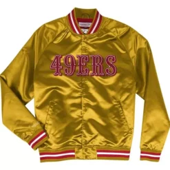 Men Mitchell & Ness Jackets & Outerwear-Lightweight Satin Jacket San Francisco 49Ers