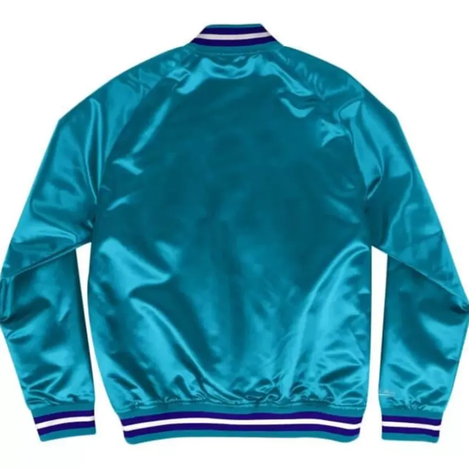 Men Mitchell & Ness Jackets & Outerwear-Lightweight Satin Jacket Charlotte Hornets