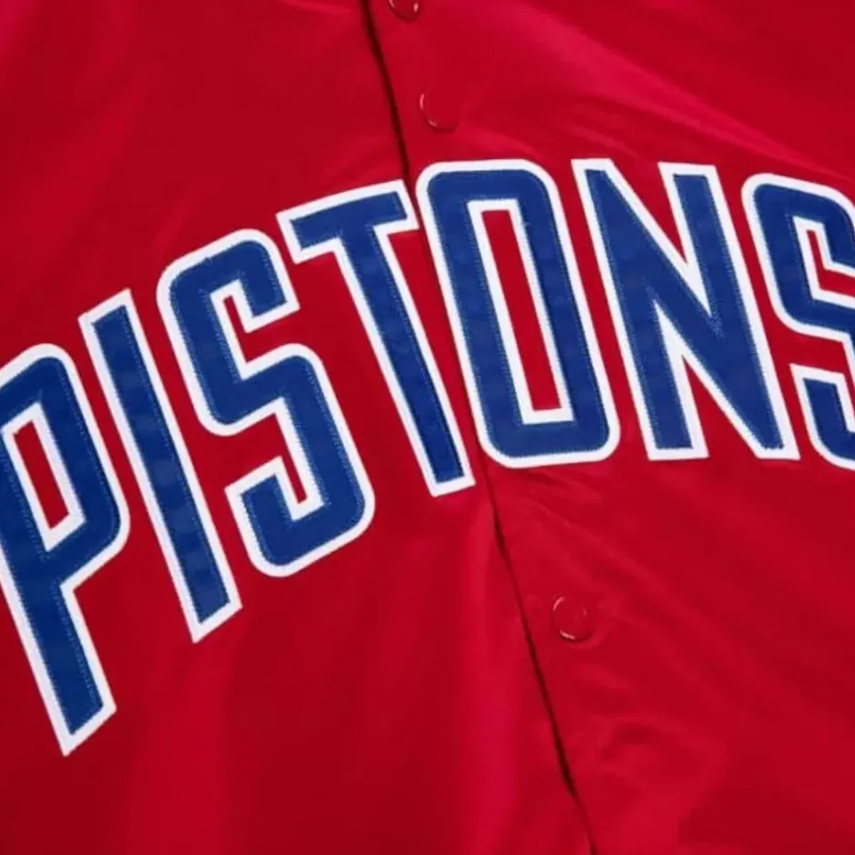 Men Mitchell & Ness Jackets & Outerwear-Lightweight Satin Jacket Detroit Pistons