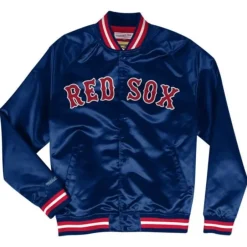Men Mitchell & Ness Jackets & Outerwear-Lightweight Satin Jacket Boston Red Sox