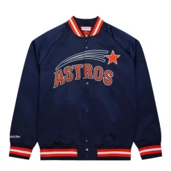 Men Mitchell & Ness Jackets & Outerwear-Lightweight Satin Jacket Houston Astros