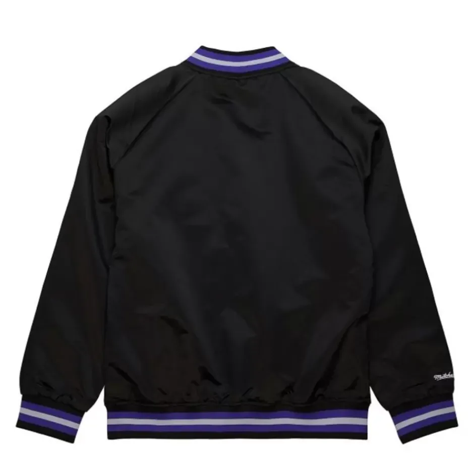 Men Mitchell & Ness Jackets & Outerwear-Lightweight Satin Jacket Sacramento Kings