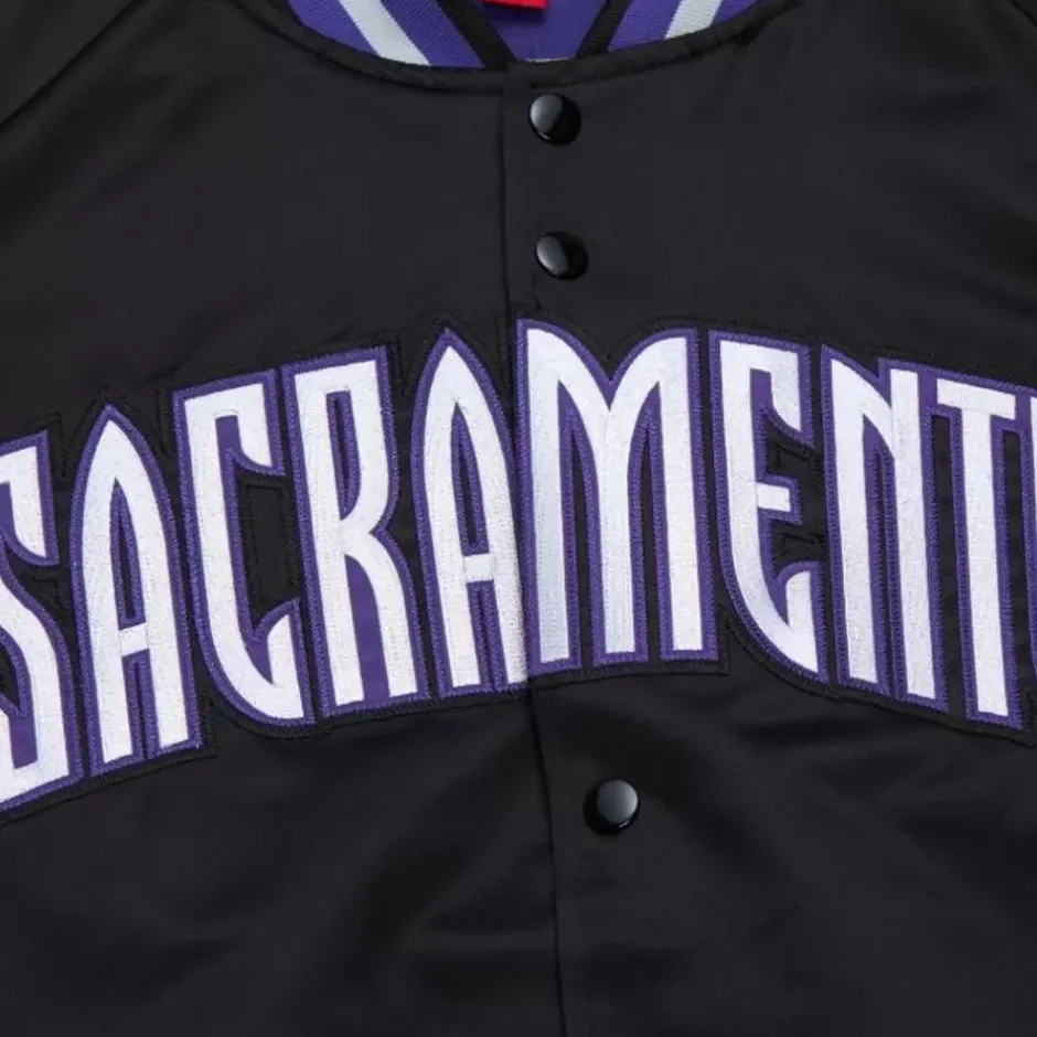 Men Mitchell & Ness Jackets & Outerwear-Lightweight Satin Jacket Sacramento Kings