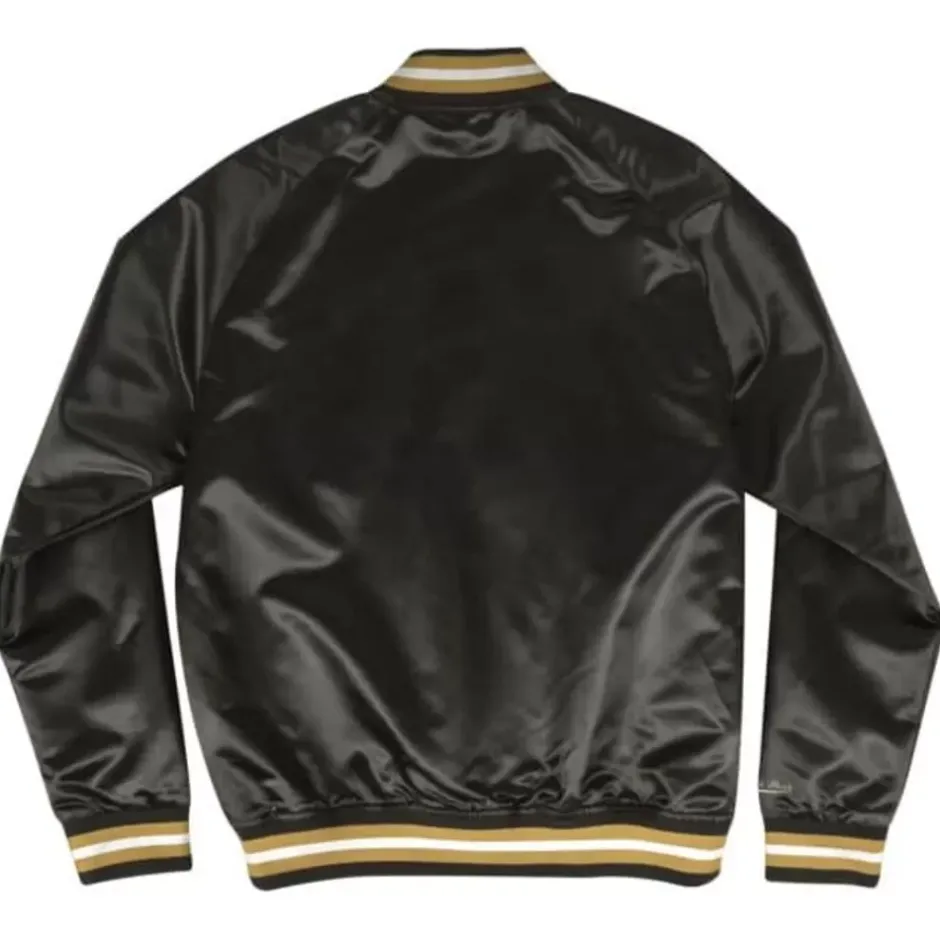 Men Mitchell & Ness Jackets & Outerwear-Lightweight Satin Jacket New Orleans Saints