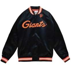 Men Mitchell & Ness Jackets & Outerwear-Lightweight Satin Jacket San Francisco Giants