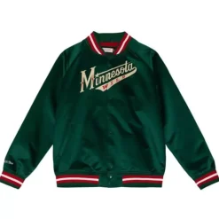 Men Mitchell & Ness Jackets & Outerwear-Lightweight Satin Jacket Minnesota Wild