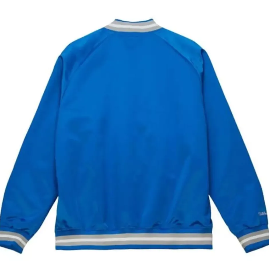 Men Mitchell & Ness Jackets & Outerwear-Lightweight Satin Jacket Detroit Lions
