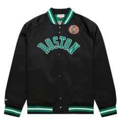 Men Mitchell & Ness Jackets & Outerwear-Lightweight Satin Jacket Boston Celtics