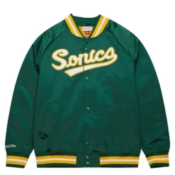 Men Mitchell & Ness Jackets & Outerwear-Lightweight Satin Jacket Seattle Supersonics