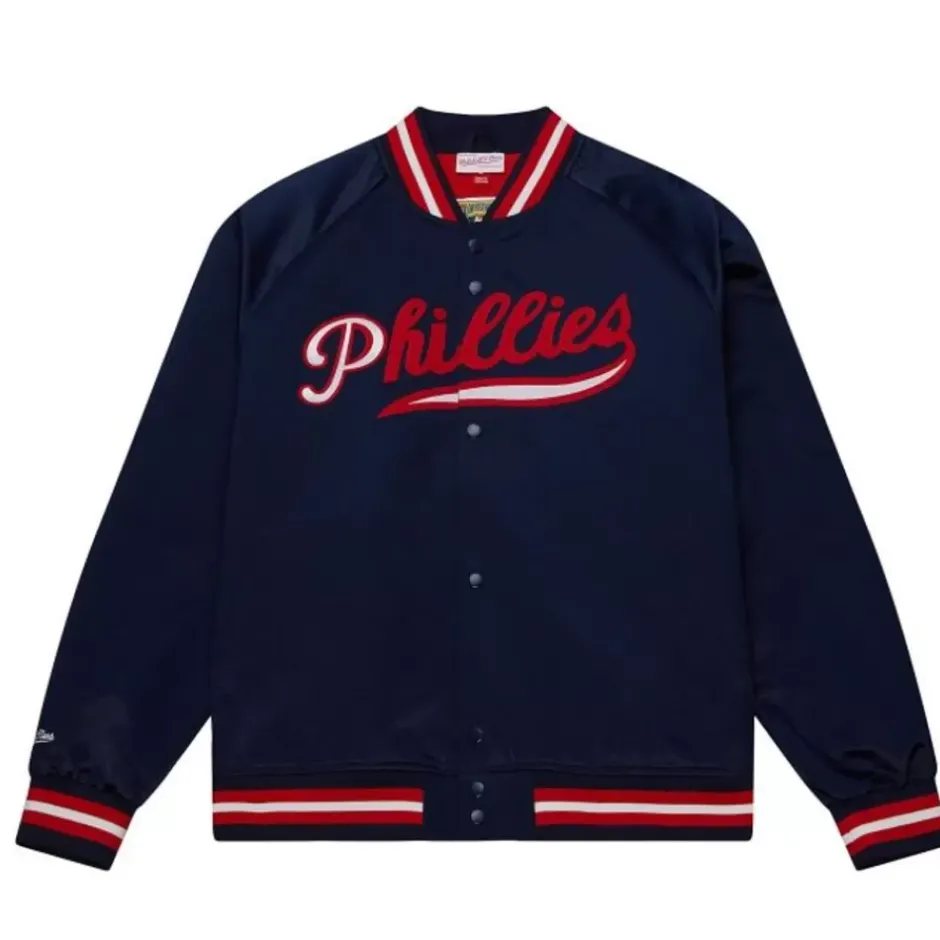 Men Mitchell & Ness Jackets & Outerwear-Lightweight Satin Jacket Philadelphia Phillies