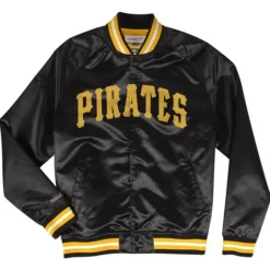 Men Mitchell & Ness Jackets & Outerwear-Lightweight Satin Jacket Pittsburgh Pirates