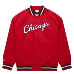 Men Mitchell & Ness Jackets & Outerwear-Lightweight Satin Jacket Chicago Bulls