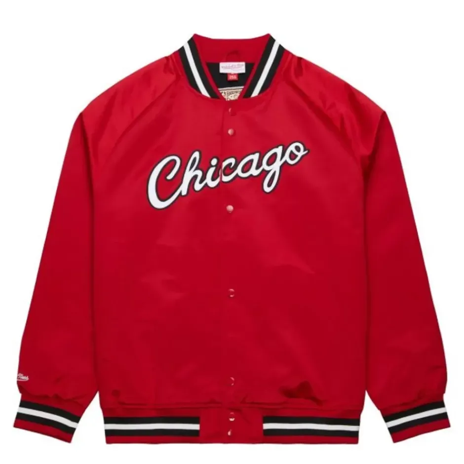 Men Mitchell & Ness Jackets & Outerwear-Lightweight Satin Jacket Chicago Bulls