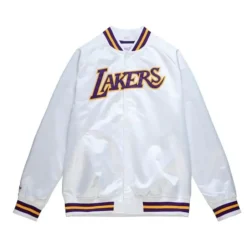 Men Mitchell & Ness Jackets & Outerwear-Lightweight Satin Jacket Los Angeles Lakers