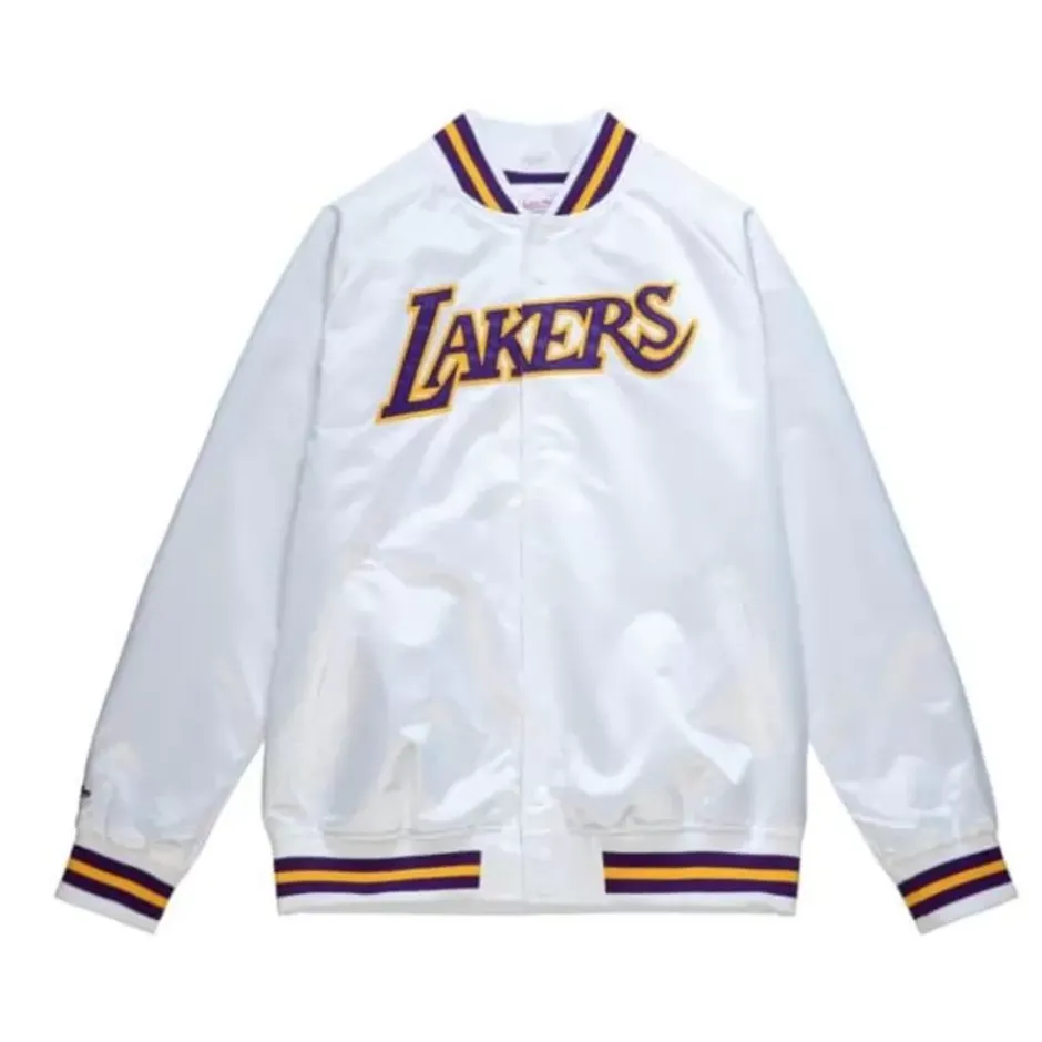 Men Mitchell & Ness Jackets & Outerwear-Lightweight Satin Jacket Los Angeles Lakers