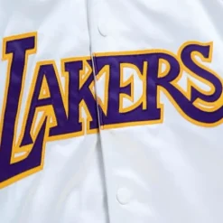Men Mitchell & Ness Jackets & Outerwear-Lightweight Satin Jacket Los Angeles Lakers