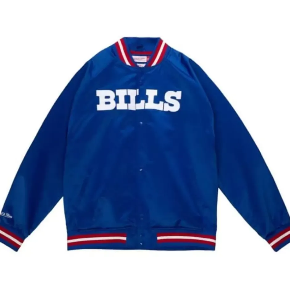 Men Mitchell & Ness Jackets & Outerwear-Lightweight Satin Jacket Buffalo Bills