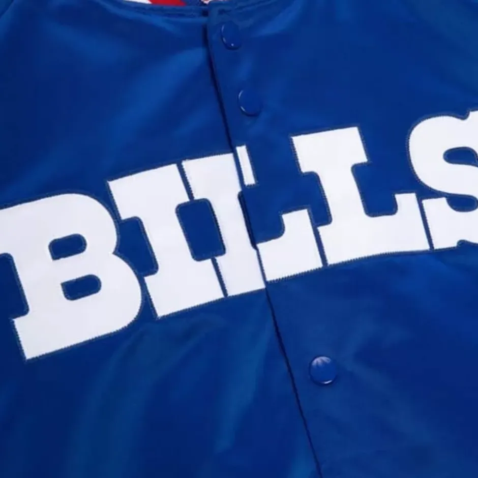 Men Mitchell & Ness Jackets & Outerwear-Lightweight Satin Jacket Buffalo Bills