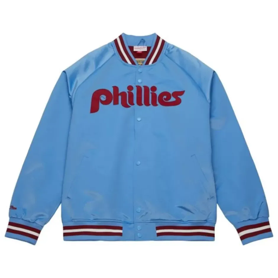 Men Mitchell & Ness Jackets & Outerwear-Lightweight Satin Jacket Philadelphia Phillies