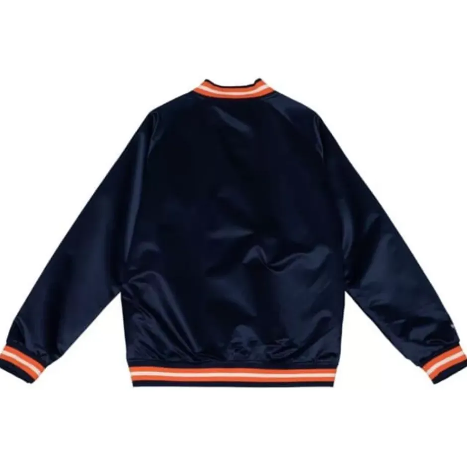 Men Mitchell & Ness Jackets & Outerwear-Lightweight Satin Jacket Edmonton Oilers