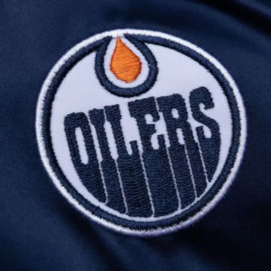 Men Mitchell & Ness Jackets & Outerwear-Lightweight Satin Jacket Edmonton Oilers