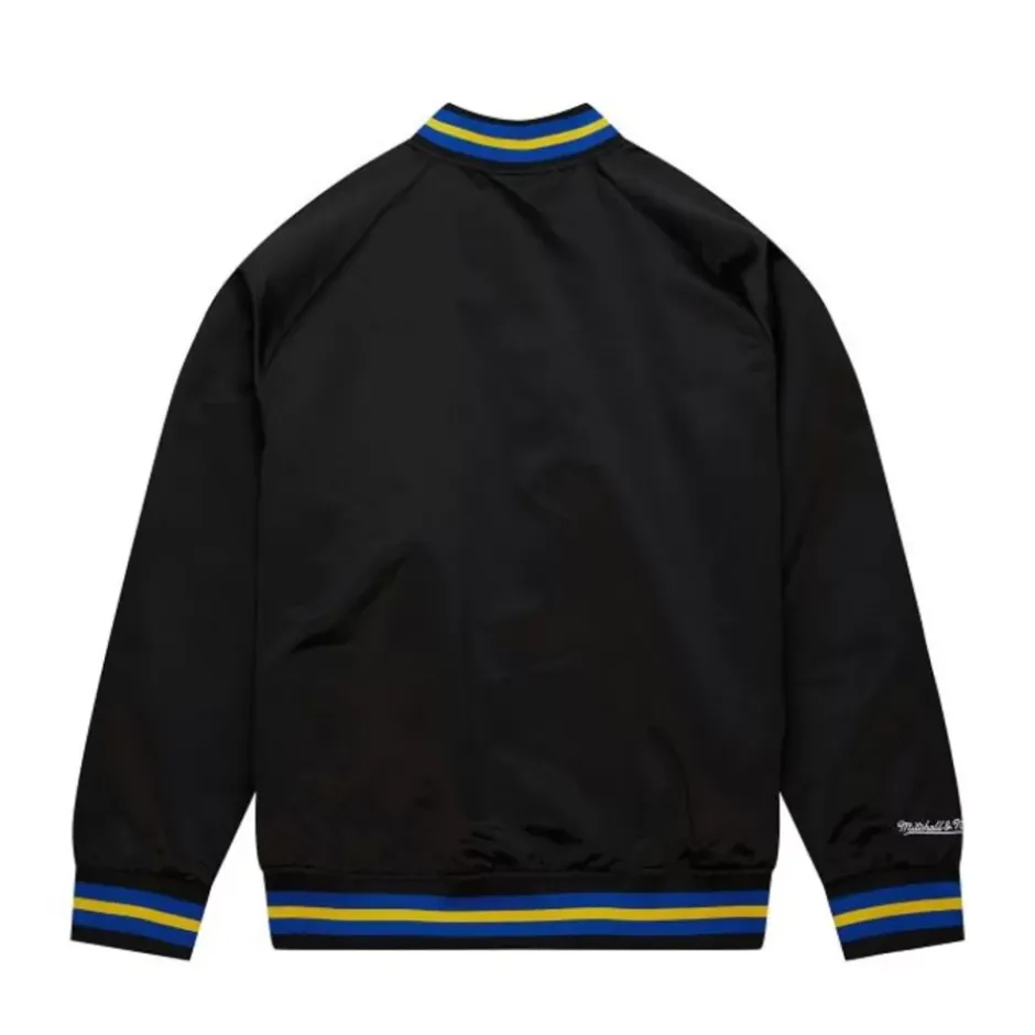 Men Mitchell & Ness Jackets & Outerwear-Lightweight Satin Jacket Golden State Warriors