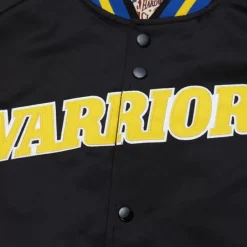 Men Mitchell & Ness Jackets & Outerwear-Lightweight Satin Jacket Golden State Warriors