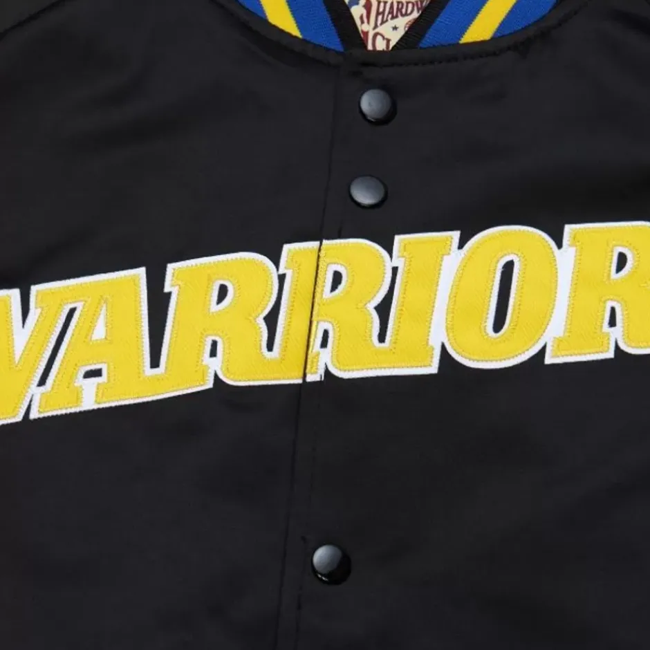 Men Mitchell & Ness Jackets & Outerwear-Lightweight Satin Jacket Golden State Warriors