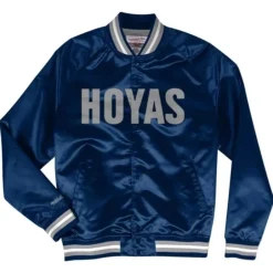 Men Mitchell & Ness Jackets & Outerwear-Lightweight Satin Jacket Georgetown University