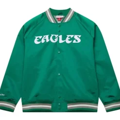 Men Mitchell & Ness Jackets & Outerwear-Lightweight Satin Jacket Philadelphia Eagles