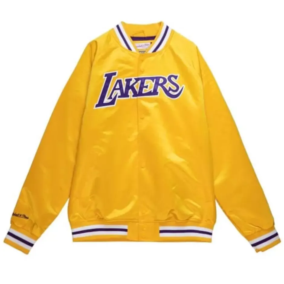 Men Mitchell & Ness Jackets & Outerwear-Lightweight Satin Jacket Los Angeles Lakers