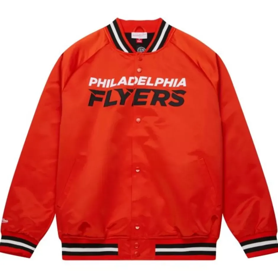 Men Mitchell & Ness Jackets & Outerwear-Lightweight Satin Jacket Current Logo Philadelphia Flyers