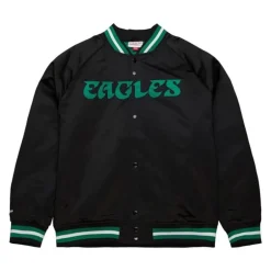 Men Mitchell & Ness Jackets & Outerwear-Lightweight Satin Jacket Philadelphia Eagles