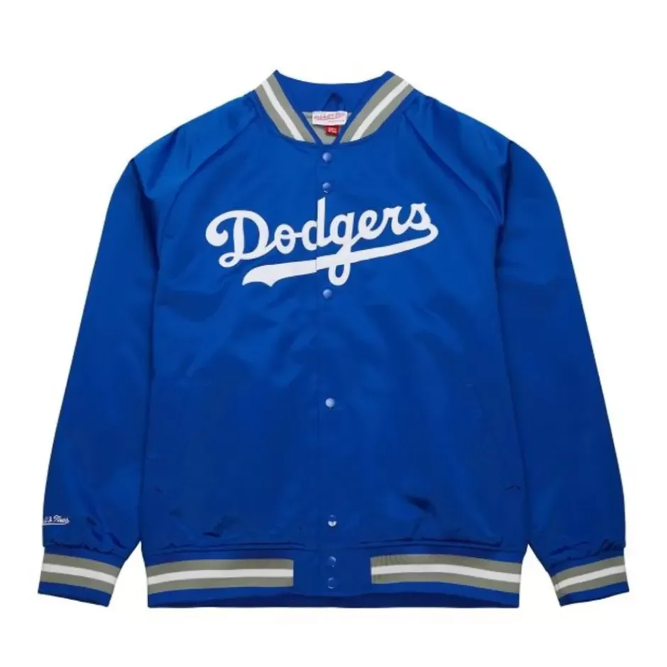 Men Mitchell & Ness Jackets & Outerwear-Lightweight Satin Jacket Los Angeles Dodgers