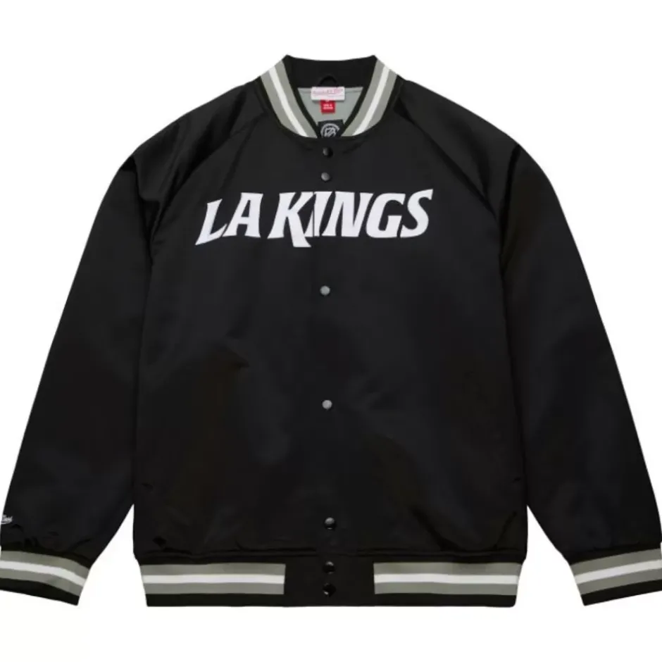 Men Mitchell & Ness Jackets & Outerwear-Lightweight Satin Jacket Current Logo Los Angeles Kings