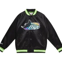 Men Mitchell & Ness Jackets & Outerwear-Lightweight Satin Jacket Tampa Bay Rays