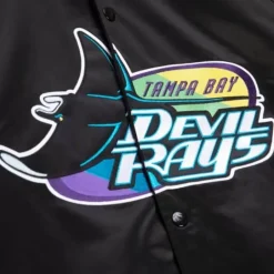 Men Mitchell & Ness Jackets & Outerwear-Lightweight Satin Jacket Tampa Bay Rays