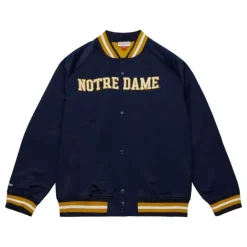 Men Mitchell & Ness Jackets & Outerwear-Lightweight Satin Jacket Current Logo University Of Notre Dame