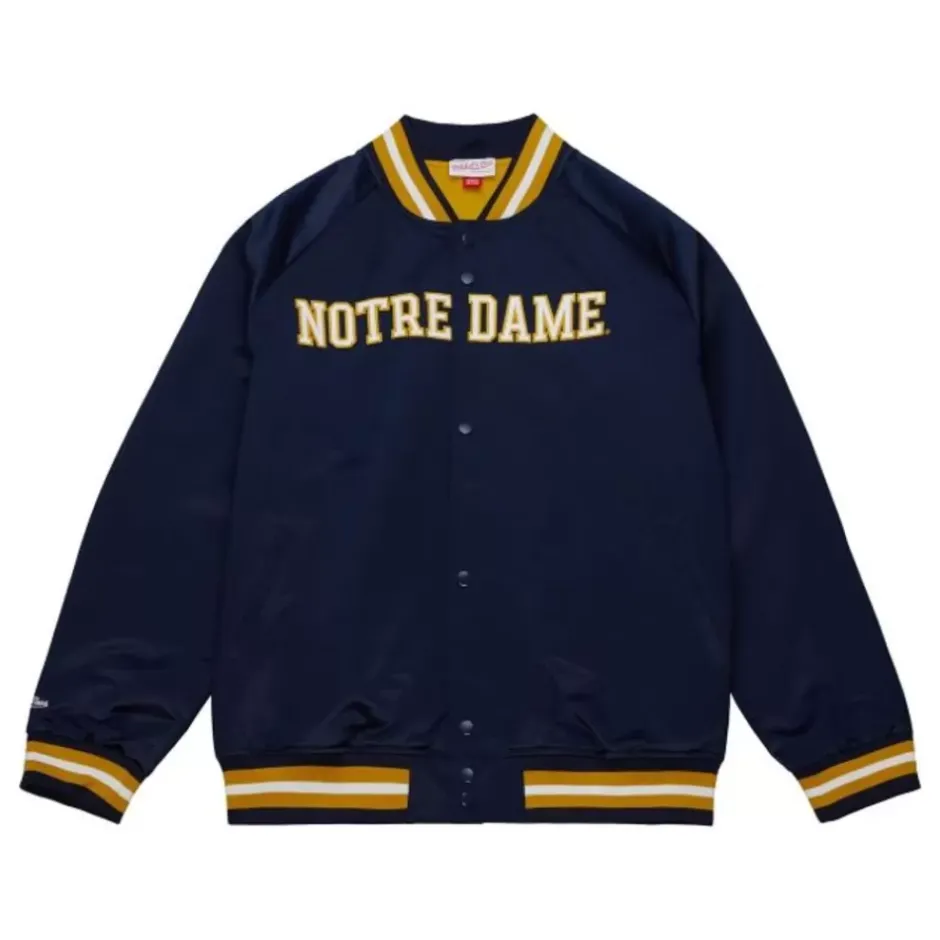 Men Mitchell & Ness Jackets & Outerwear-Lightweight Satin Jacket Current Logo University Of Notre Dame
