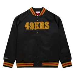 Men Mitchell & Ness Jackets & Outerwear-Lightweight Satin Jacket San Francisco 49Ers