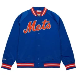 Men Mitchell & Ness Jackets & Outerwear-Lightweight Satin Jacket New York Mets