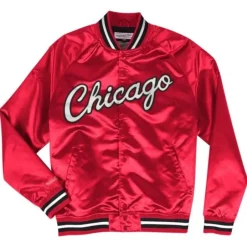 Men Mitchell & Ness Jackets & Outerwear-Lightweight Satin Jacket Chicago Bulls