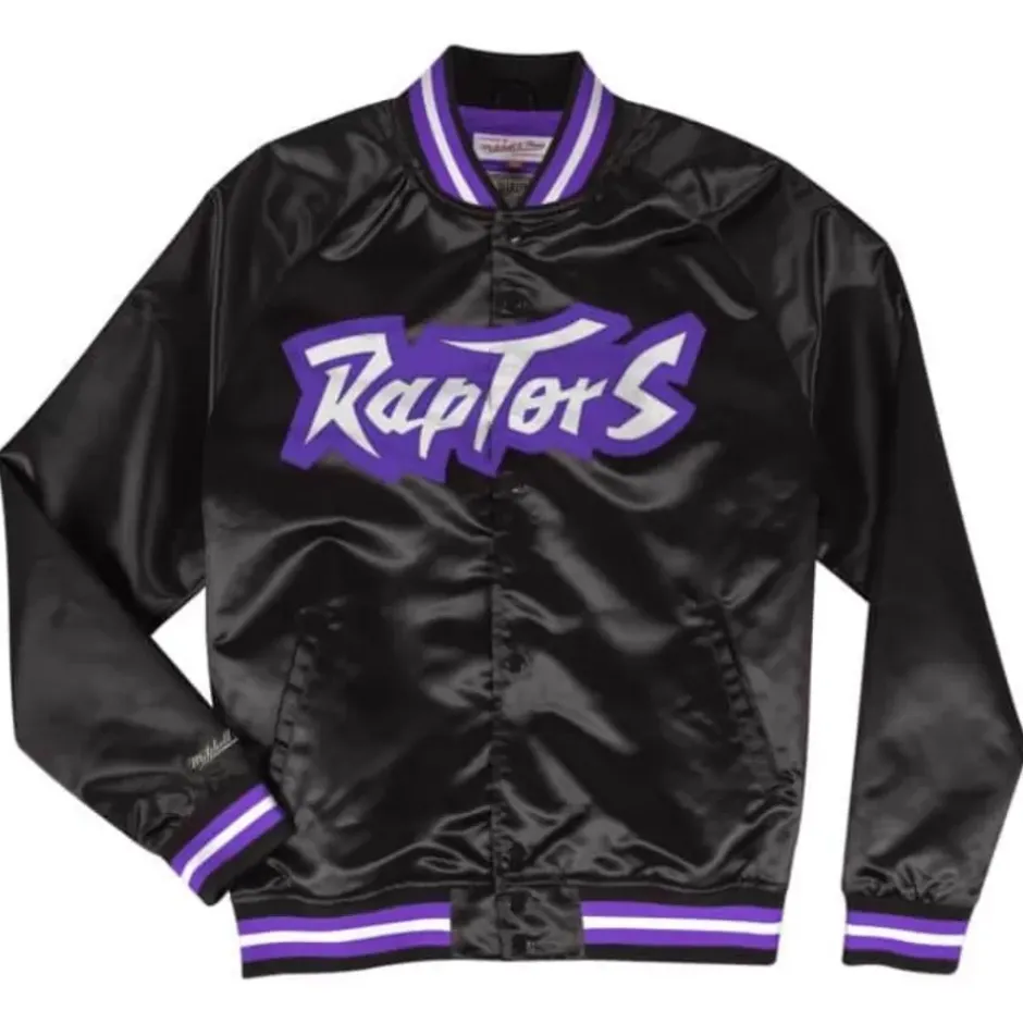 Men Mitchell & Ness Jackets & Outerwear-Lightweight Satin Jacket Toronto Raptors