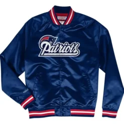 Men Mitchell & Ness Jackets & Outerwear-Lightweight Satin Jacket New England Patriots