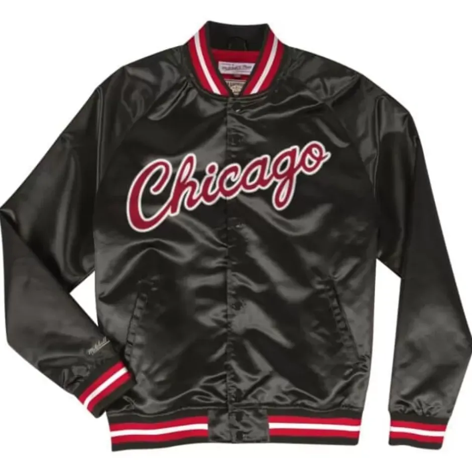 Men Mitchell & Ness Jackets & Outerwear-Lightweight Satin Jacket Chicago Bulls
