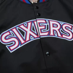 Men Mitchell & Ness Jackets & Outerwear-Lightweight Satin Jacket Philadelphia 76Ers