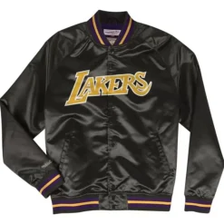 Men Mitchell & Ness Jackets & Outerwear-Lightweight Satin Jacket Los Angeles Lakers