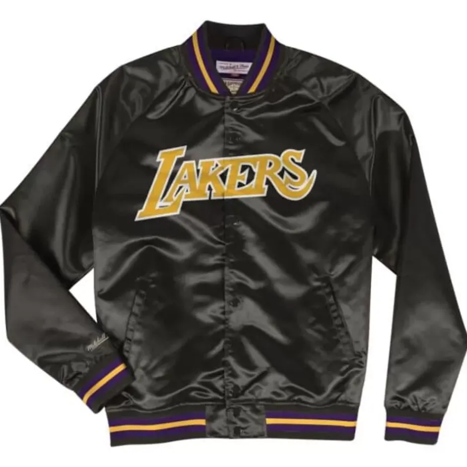 Men Mitchell & Ness Jackets & Outerwear-Lightweight Satin Jacket Los Angeles Lakers